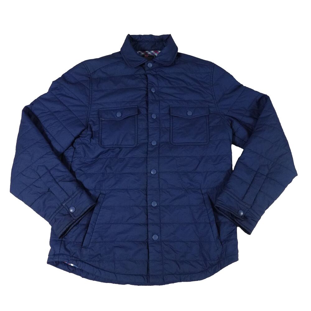 Vineyards Vines Quilted Button Dual Pocket Blue Plaid Liner Light Jacket